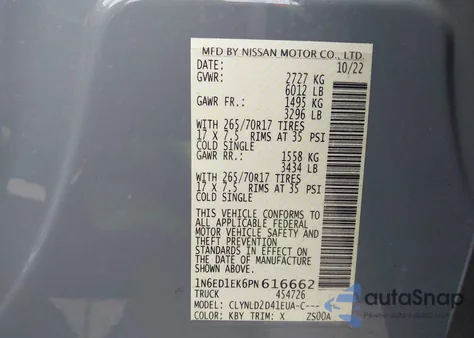 2023 Nissan Frontier Pro-4X 4X4 z USA, uszkodzony, nr VIN 1N6ED1EK6PN616662